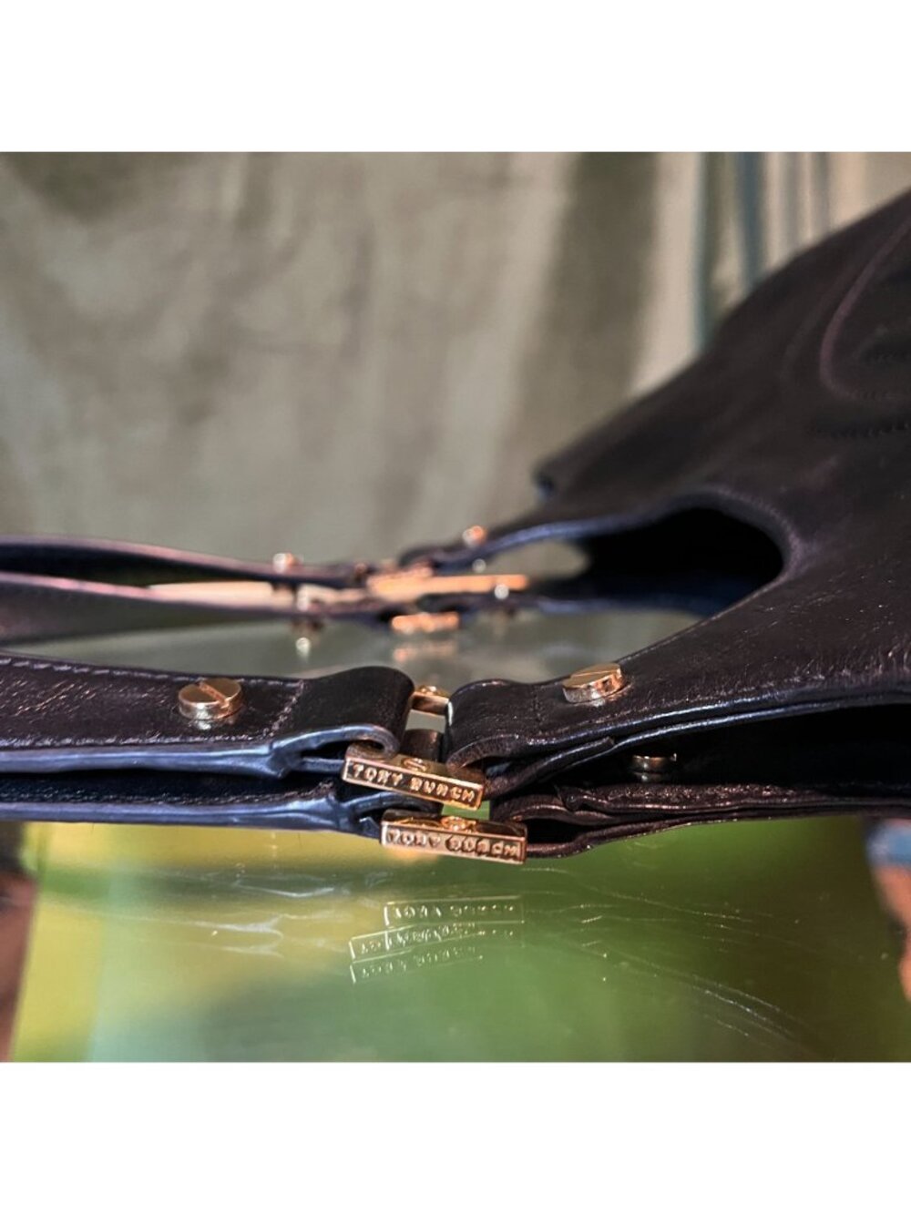 Tory Burch Black Leather Black Bombe Ella Satchel Shoulder Bag - Picture 10 of 12